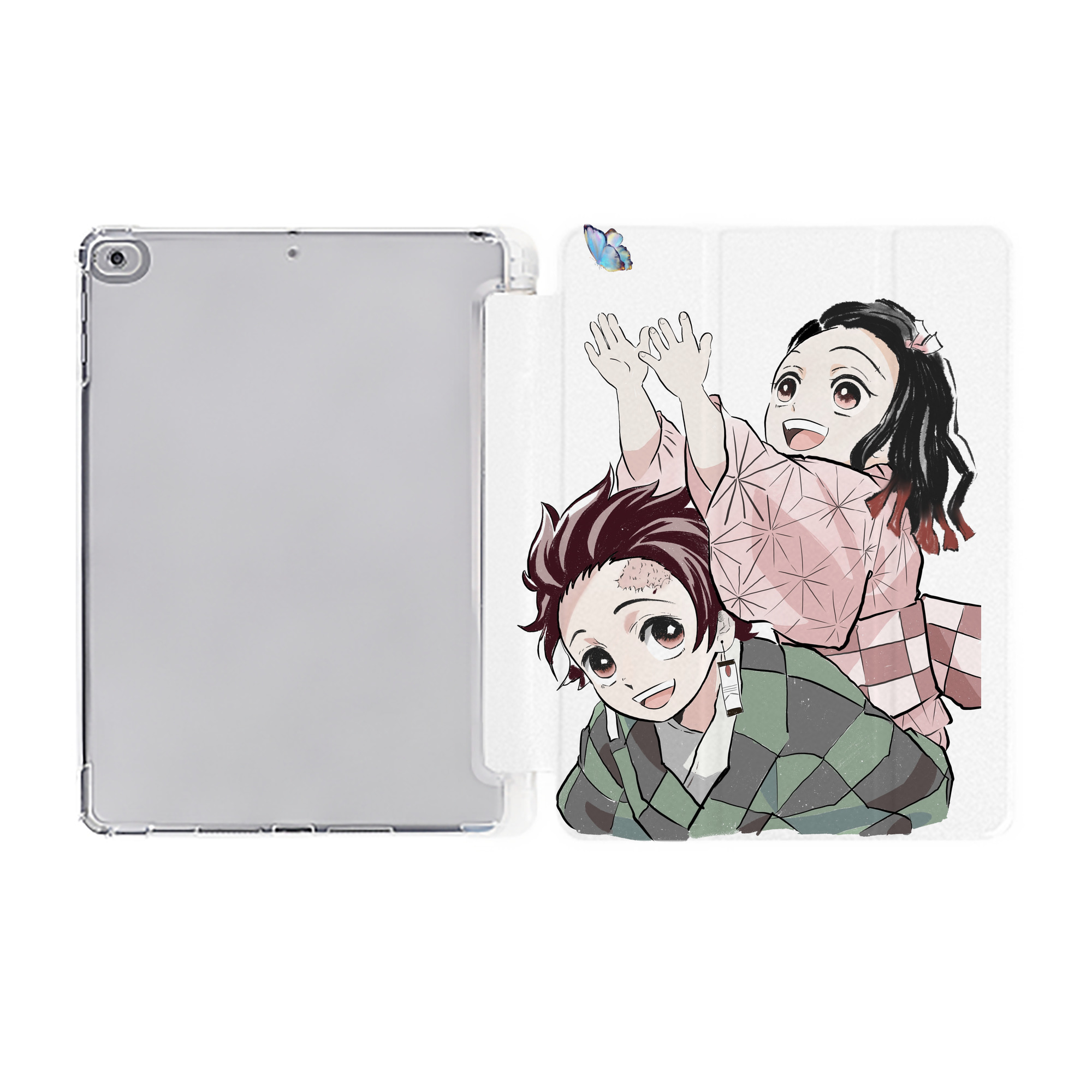 （画像用） 鬼滅の刃（きめつのやいば）竈門 禰󠄀豆子／かまど ねずこ Kamado Nezuko IPad ケース ペン収納付き 三つ折りスタンド PUレザー×シリコン 対応機種9.5/10.5/10.9インチ
